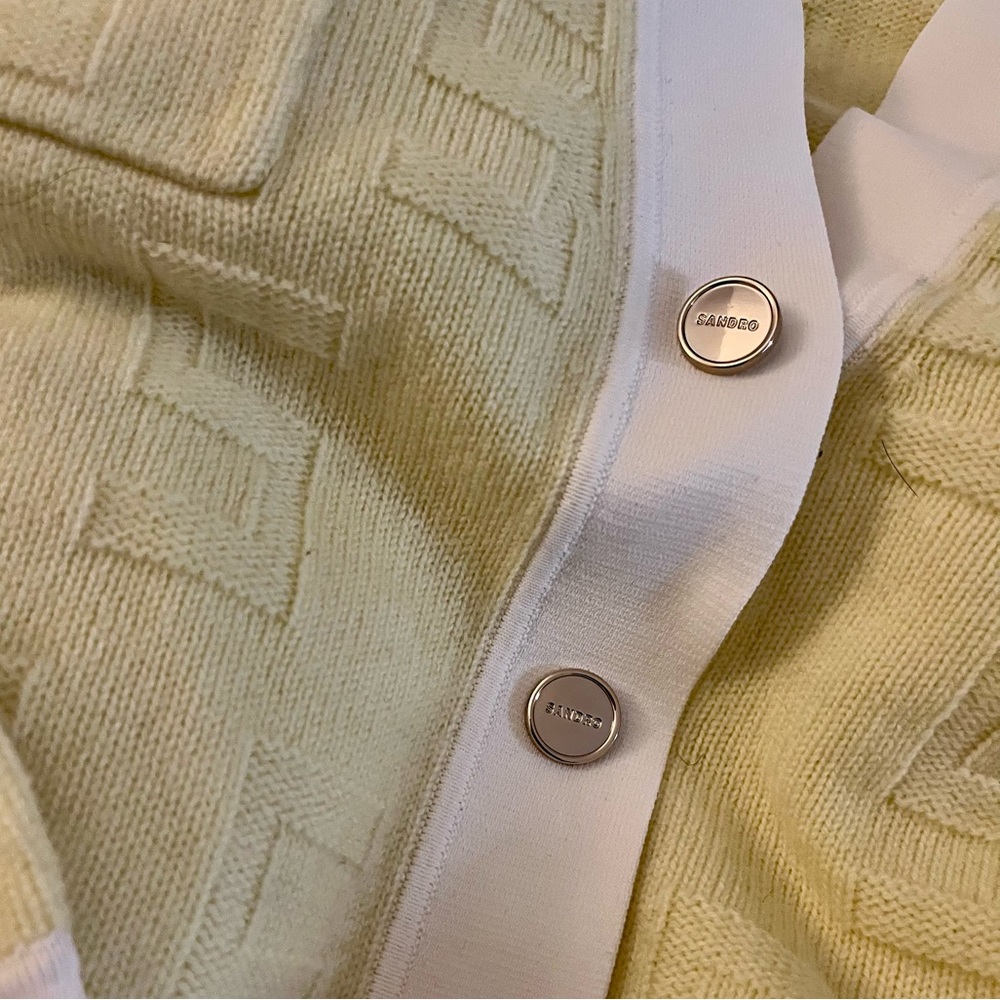 Sandro two-tone cardigan in Light Yellow - Picture 6 of 8